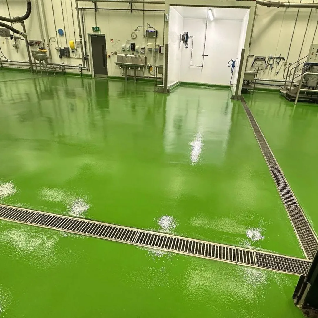 Polyurethane Cement - Green Coloured Floor in a food factory - Square