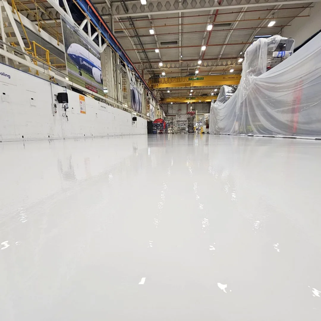 Skydrol-Resistant Coating in a Airport Hanger - White+1