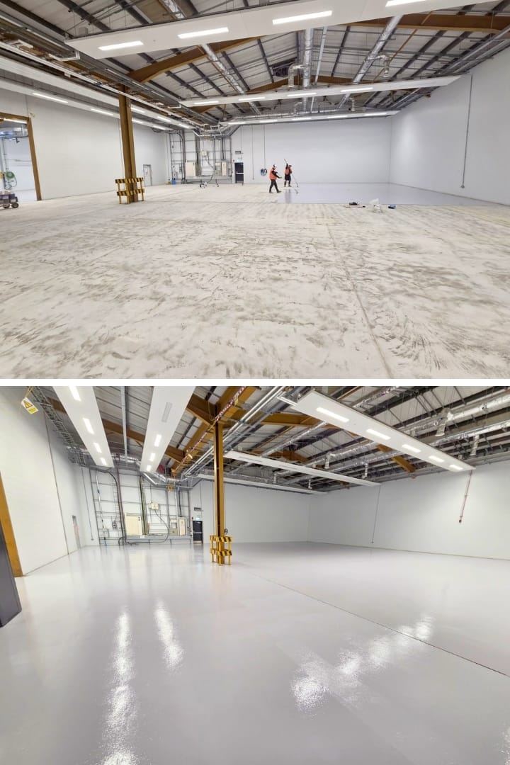 Pharmaceutical Warehouse Resin Flooring - Before and After